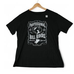 Professional Bull Riders PBR‎ T-Shirt Mens 2XL Black Cotton Tee New